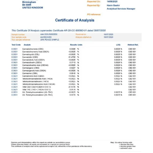 Second image of Infused Amphora 20% CBD Vape Pen Cartridge 0.3ml