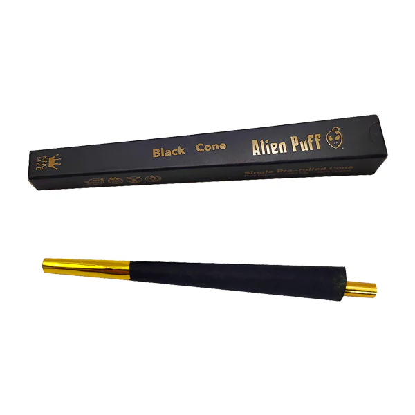 Second image of 24 Alien Puff Black & Gold King Size Pre-Rolled Black Cones ( HP193AP )